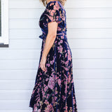 Violet Dress in blossom blue velvet