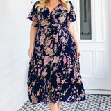 Violet Dress in blossom blue velvet