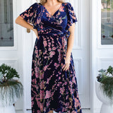 Violet Dress in blossom blue velvet