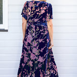 Violet Dress in blossom blue velvet