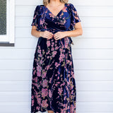 Violet Dress in blossom blue velvet