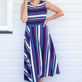 Zoe Dress in sparkle stripes