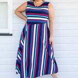 Zoe Dress in sparkle stripes