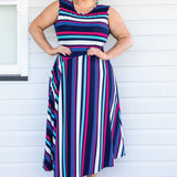 Zoe Dress in sparkle stripes