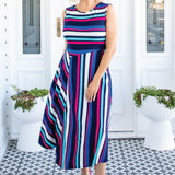 Zoe Dress in sparkle stripes