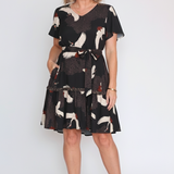 Maldives Mini Dress in poetry in motion black