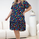 Maldives Mini Dress in rainbow hearts