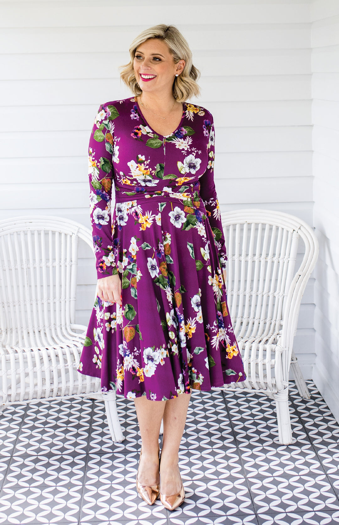 Cleo Dress in full bloom orchid