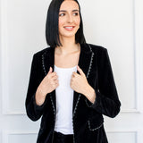 PRE-ORDER Fancy Velvet Ric Rac Blazer in black