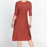Nicola Dress in sparkle stripes red