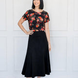 PRE-ORDER Flared Ponte Skirt in black