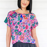 Poppy Top in folk fairytale pink