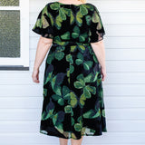Evie Dress in butterfly velvet green