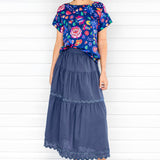 Poppy Top in folk fairytale navy