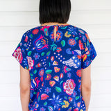 Poppy Top in folk fairytale navy