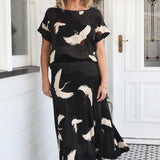 Bamboo Must Have Skirt in poetry in motion black