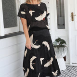Bamboo Must Have Skirt in poetry in motion black