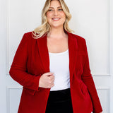 PRE-ORDER #2 Fancy Velvet Blazer in cherry