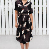 Indy Shirt Dress in poetry in motion black