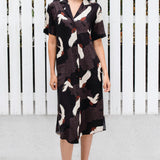 Indy Shirt Dress in poetry in motion black