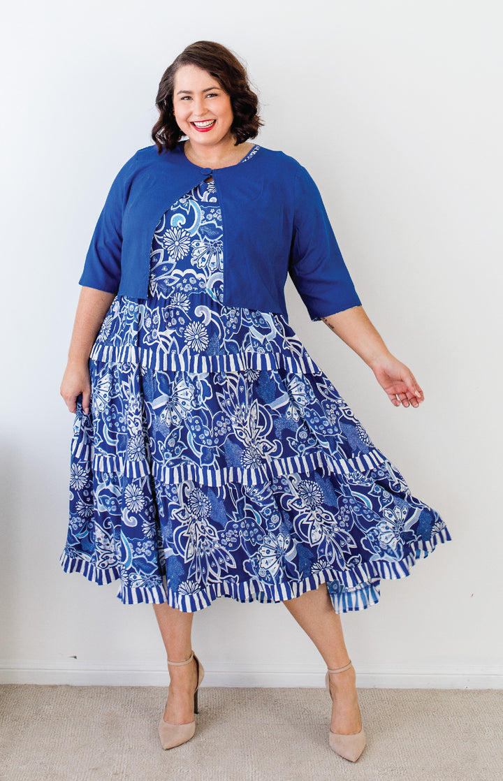 Ruffled All Over Dress in she's the one blue