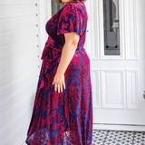 Violet Dress in cornflower velvet