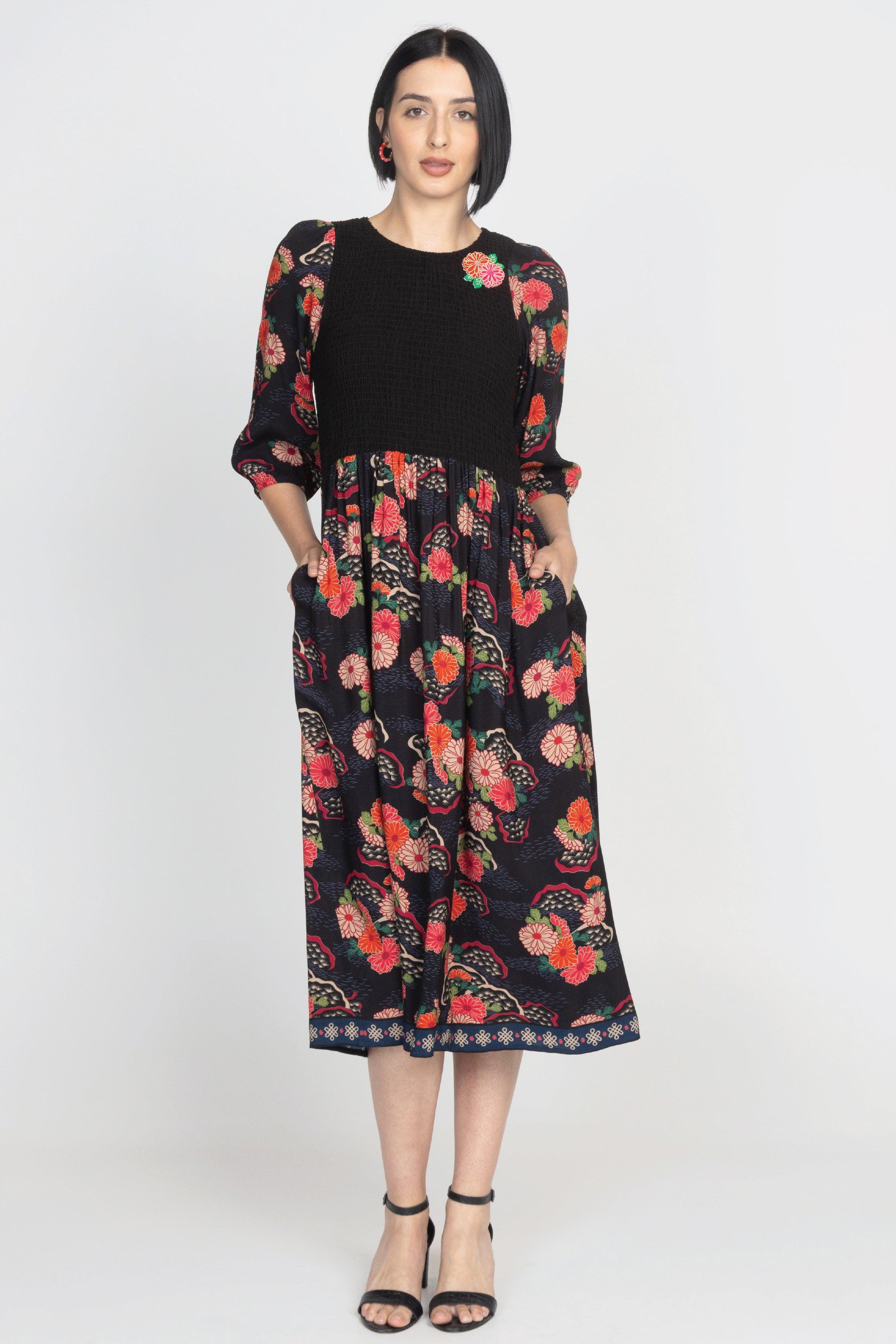 Barbados Midi Dress in now or never black