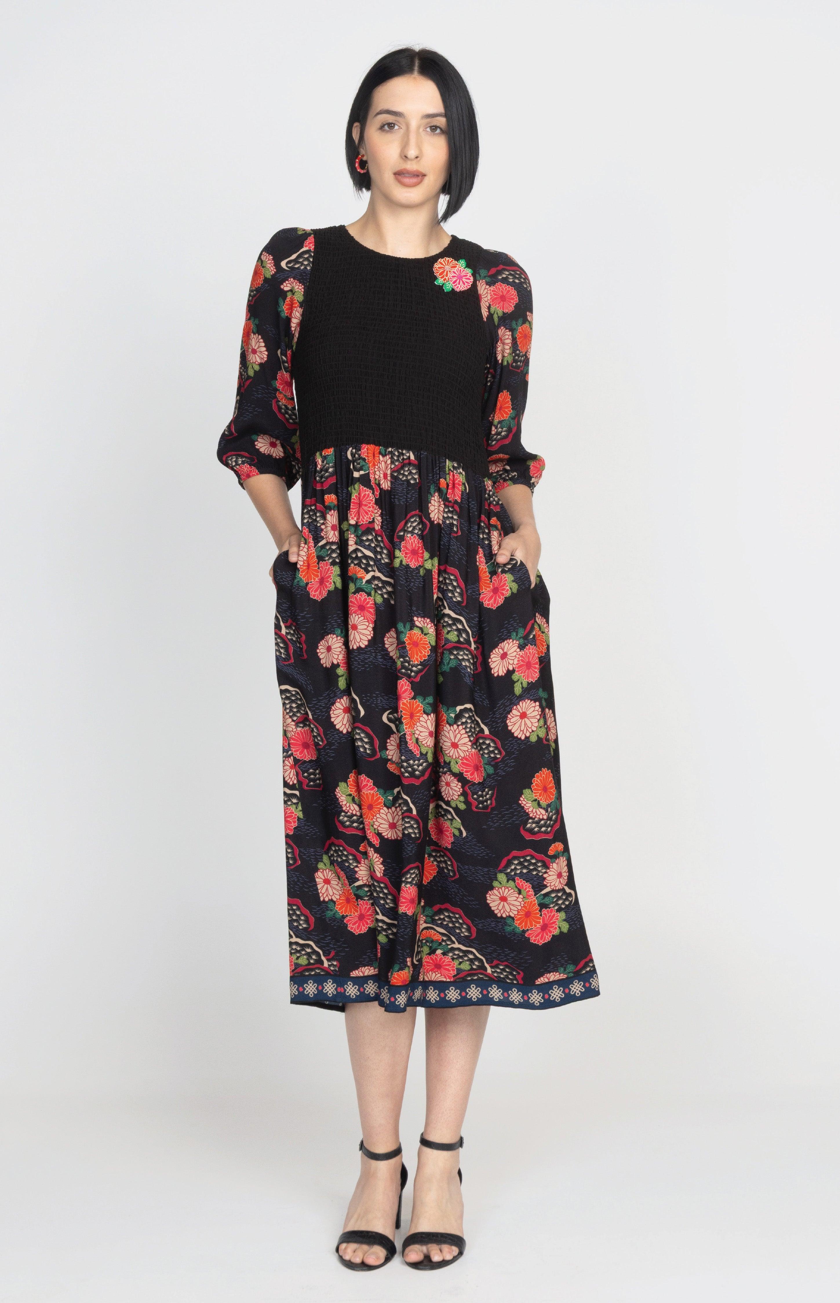 Barbados Midi Dress in now or never black