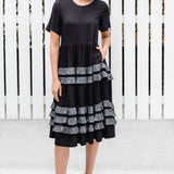 Tallulah Dress in black shibori