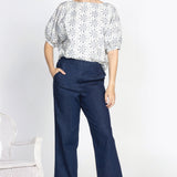 PRE-ORDER Pretty Please Reversible Top in navy broderie
