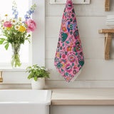 Tea Towel in folk fairytale pink