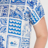 Poppy Top in patchwork blue