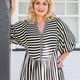 Portofino Midi Dress in wonderstripe black