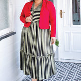 Portofino Midi Dress in wonderstripe black