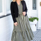 Portofino Midi Dress in wonderstripe black