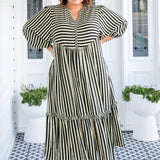 Portofino Midi Dress in wonderstripe black