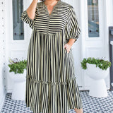 Portofino Midi Dress in wonderstripe black