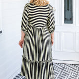 Portofino Midi Dress in wonderstripe black