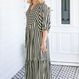 Portofino Midi Dress in wonderstripe black