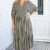 Portofino Midi Dress in wonderstripe black