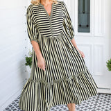 Portofino Midi Dress in wonderstripe black