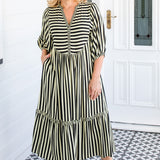 Portofino Midi Dress in wonderstripe black