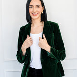 PRE-ORDER Fancy Velvet Blazer in green