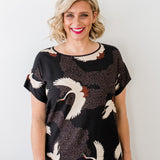 PRE-ORDER Poppy Top in poetry in motion black