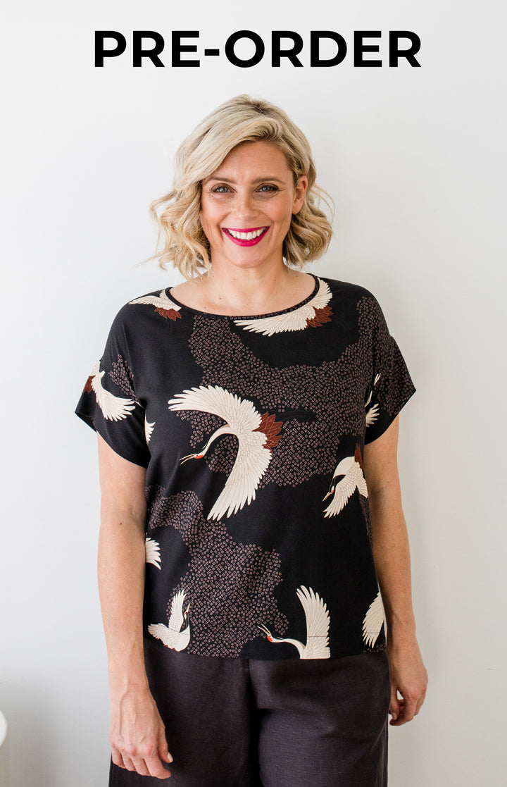 PRE-ORDER Poppy Top in poetry in motion black