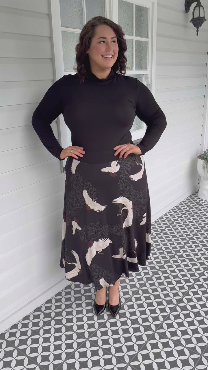 Bamboo Must Have Skirt in poetry in motion black