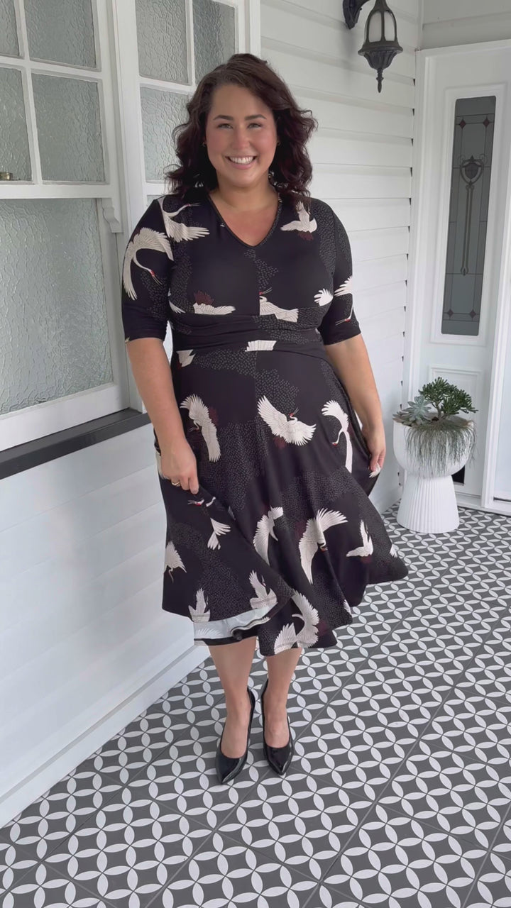 Cleo Dress in poetry in motion black