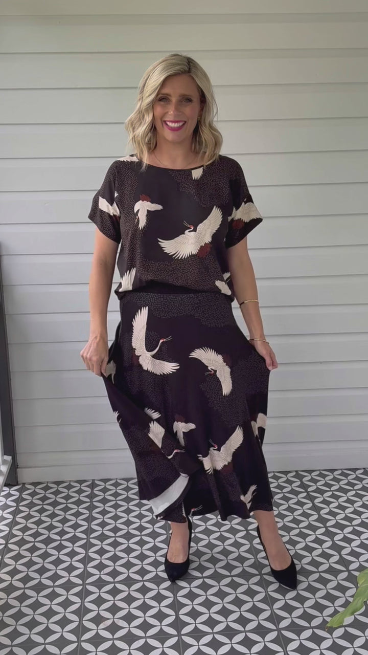 Bamboo Must Have Skirt in poetry in motion black