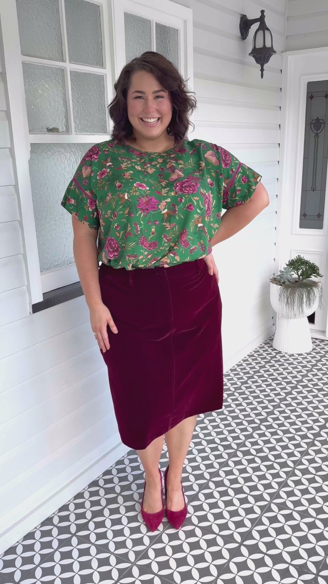 PRE-ORDER Bianca Skirt in wine velvet