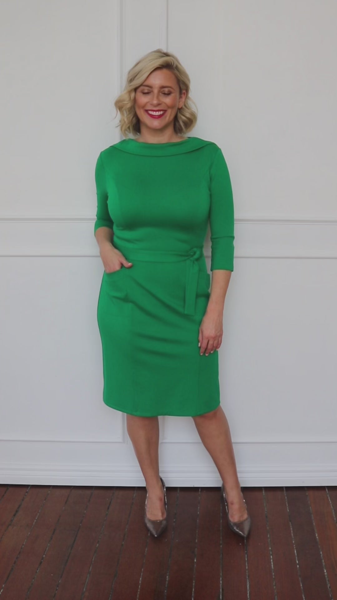 Audrey Dress in emerald